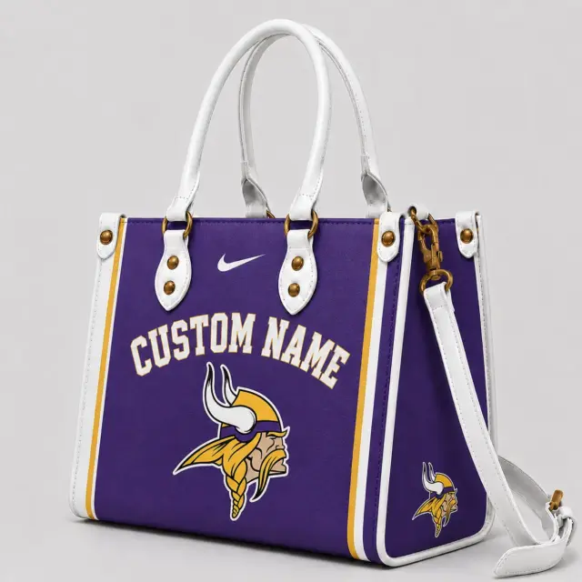 Minnesota Vikings Custom Leather Bag