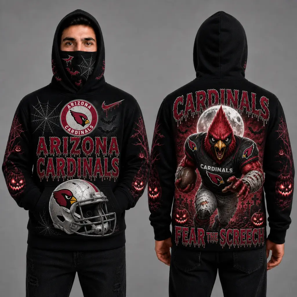 Arizona Cardinals Halloween Mascot 3D Graphic Mask Hoodie