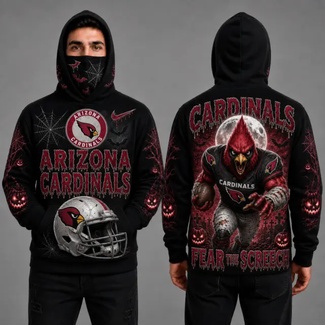 Arizona Cardinals Halloween Mascot 3D Graphic Mask Hoodie