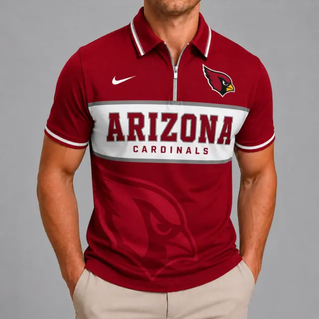 Arizona Cardinals Shortsleeved Half-zip Polo Shirt