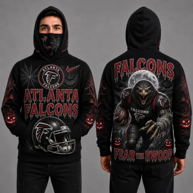 Atlanta Falcons Halloween Mascot 3D Graphic Mask Hoodie