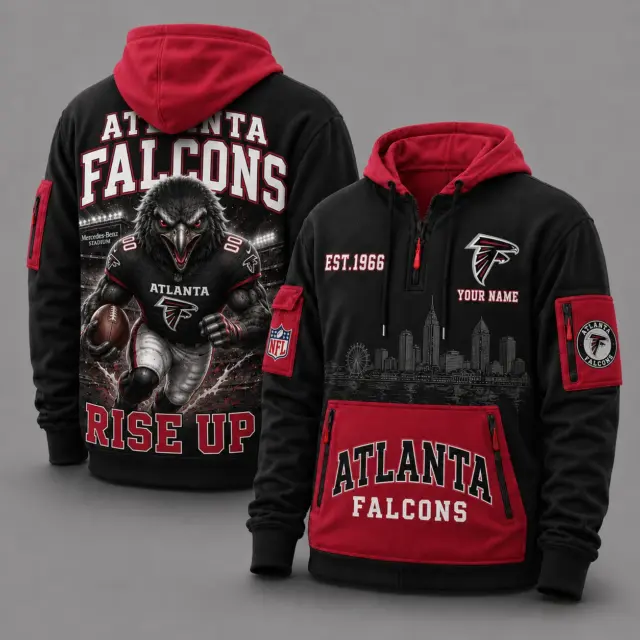 Atlanta Falcons Mascot Personalized Half-Zip Hoodie
