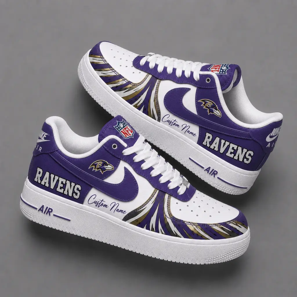 Baltimore Ravens Premium Custom AF1 Low Top Leather Shoes V2