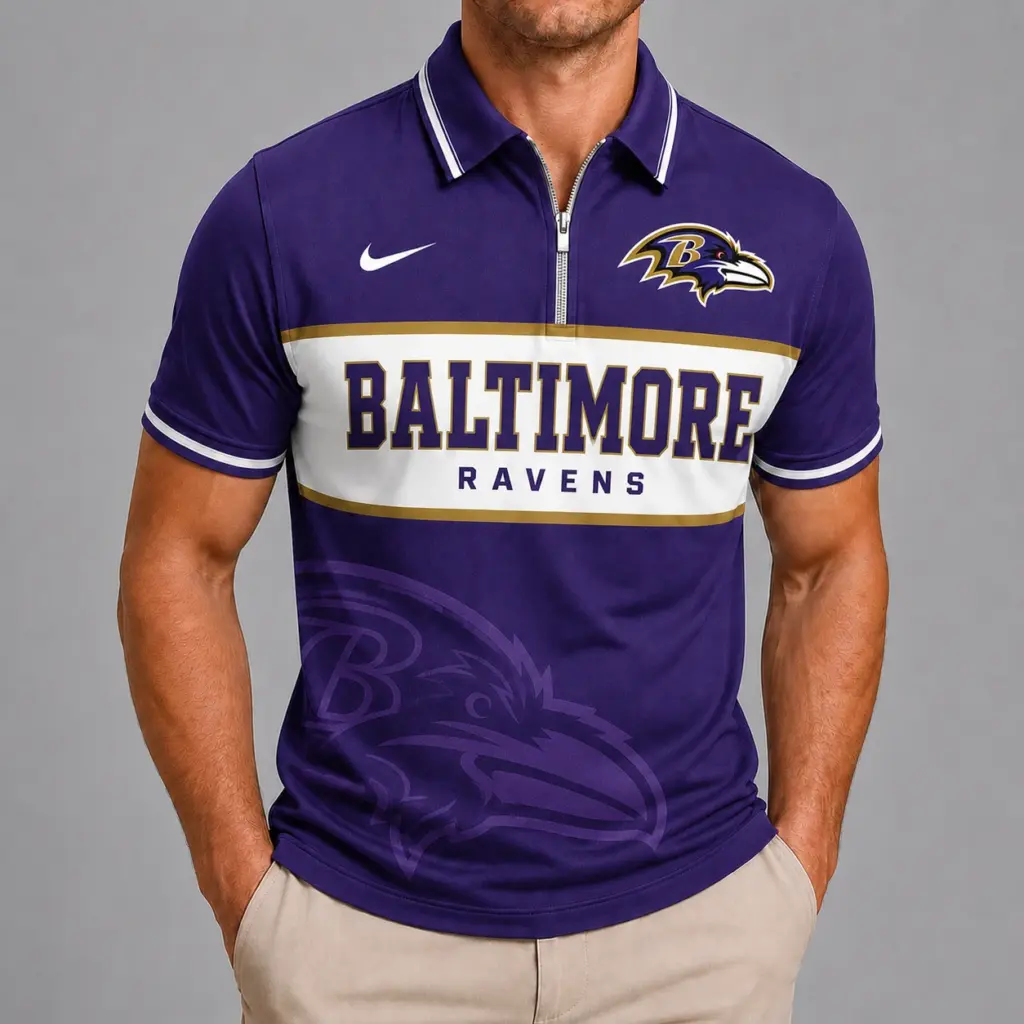 Baltimore Ravens Shortsleeved Half-zip Polo Shirt