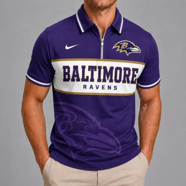 Baltimore Ravens Shortsleeved Half-zip Polo Shirt