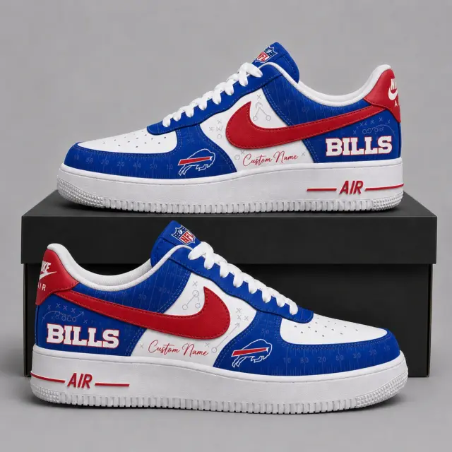 Buffalo Bills Premium Custom AF1 Low Top Leather Shoes