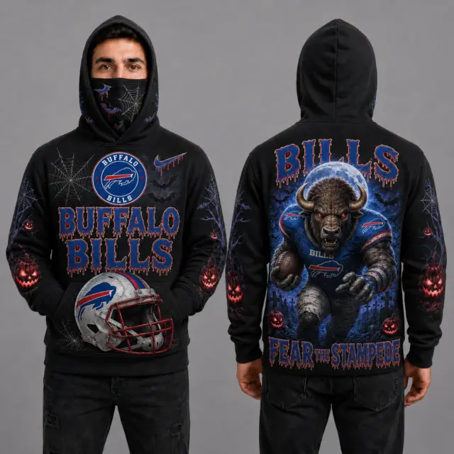 Buffalo Bills Halloween Mascot 3D Graphic Mask Hoodie