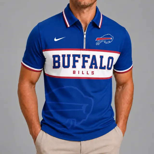 Buffalo Bills Shortsleeved Half-zip Polo Shirt