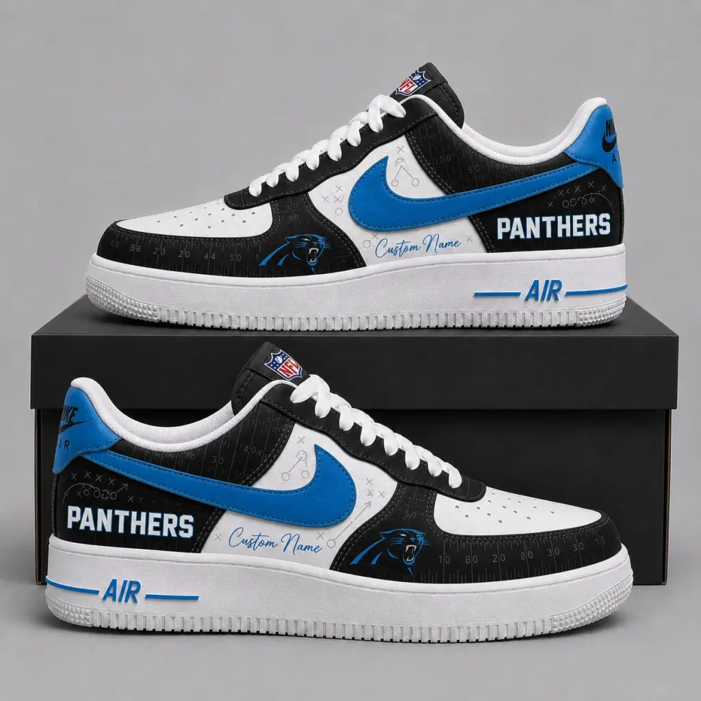 Carolina Panthers Premium Custom AF1 Low Top Leather Shoes