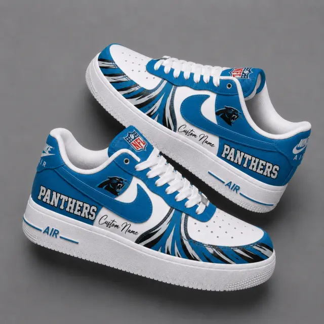 Carolina Panthers Premium Custom AF1 Low Top Leather Shoes V2