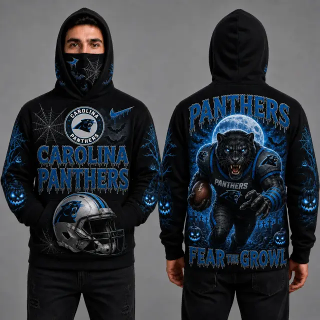 Carolina Panthers Halloween Mascot 3D Graphic Mask Hoodie