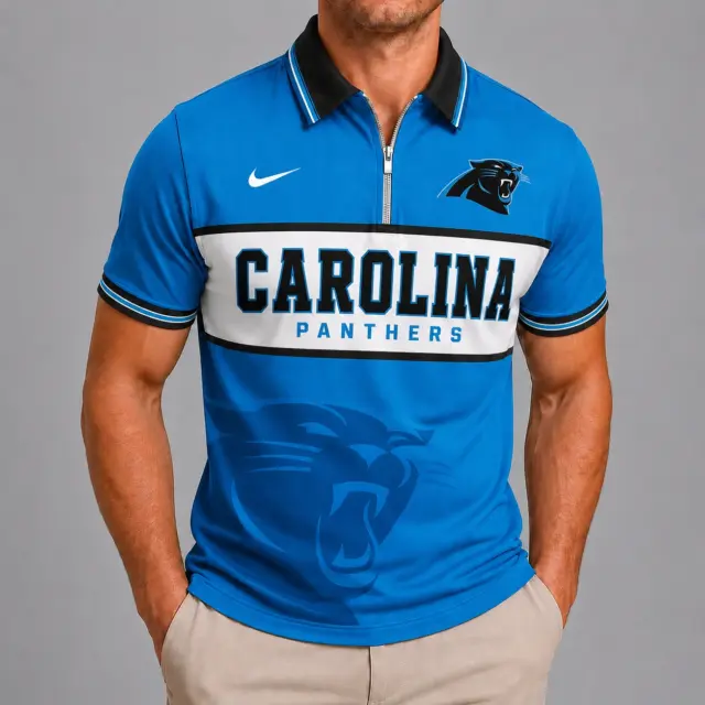 Carolina Panthers Shortsleeved Half-zip Polo Shirt