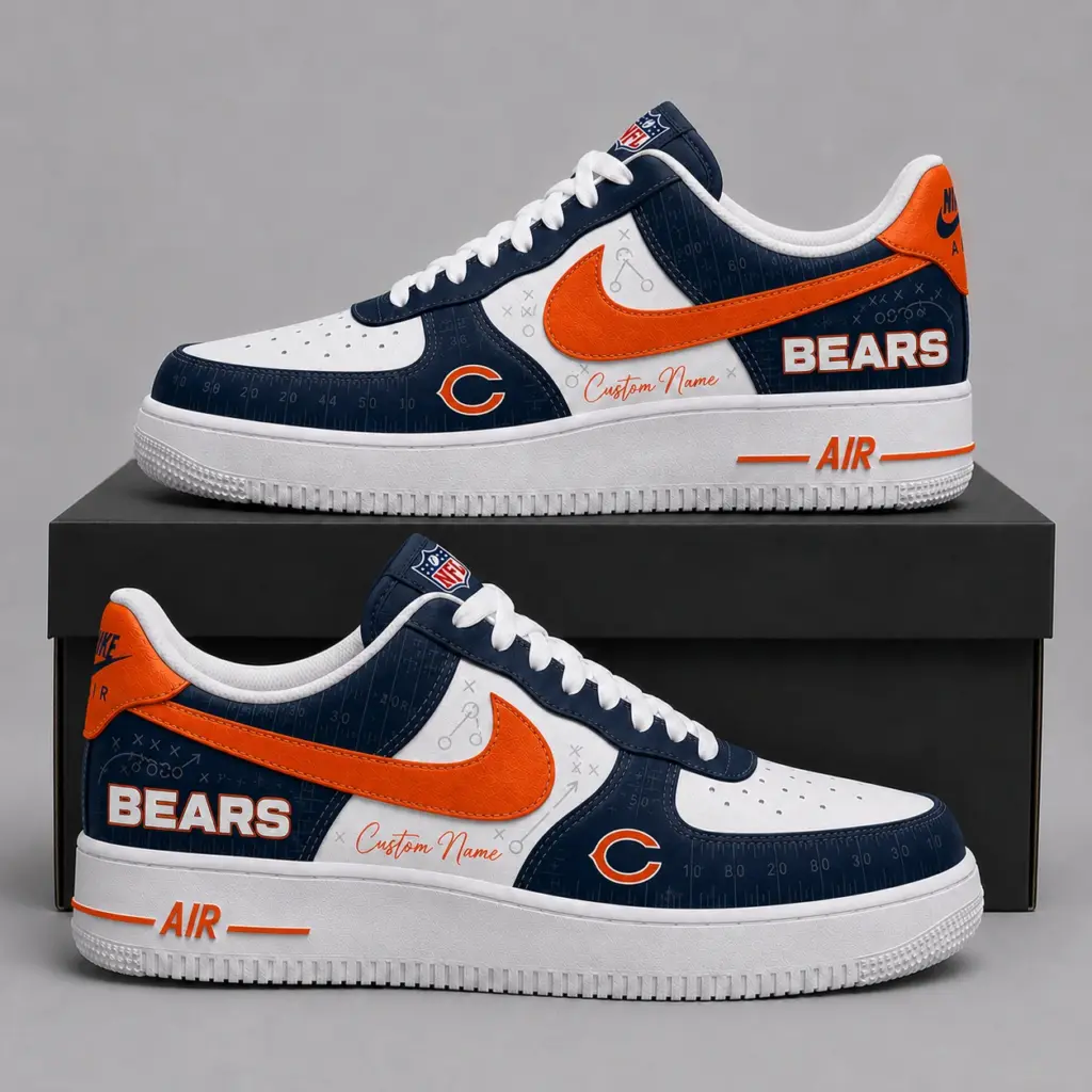 Chicago Bears Premium Custom AF1 Low Top Leather Shoes