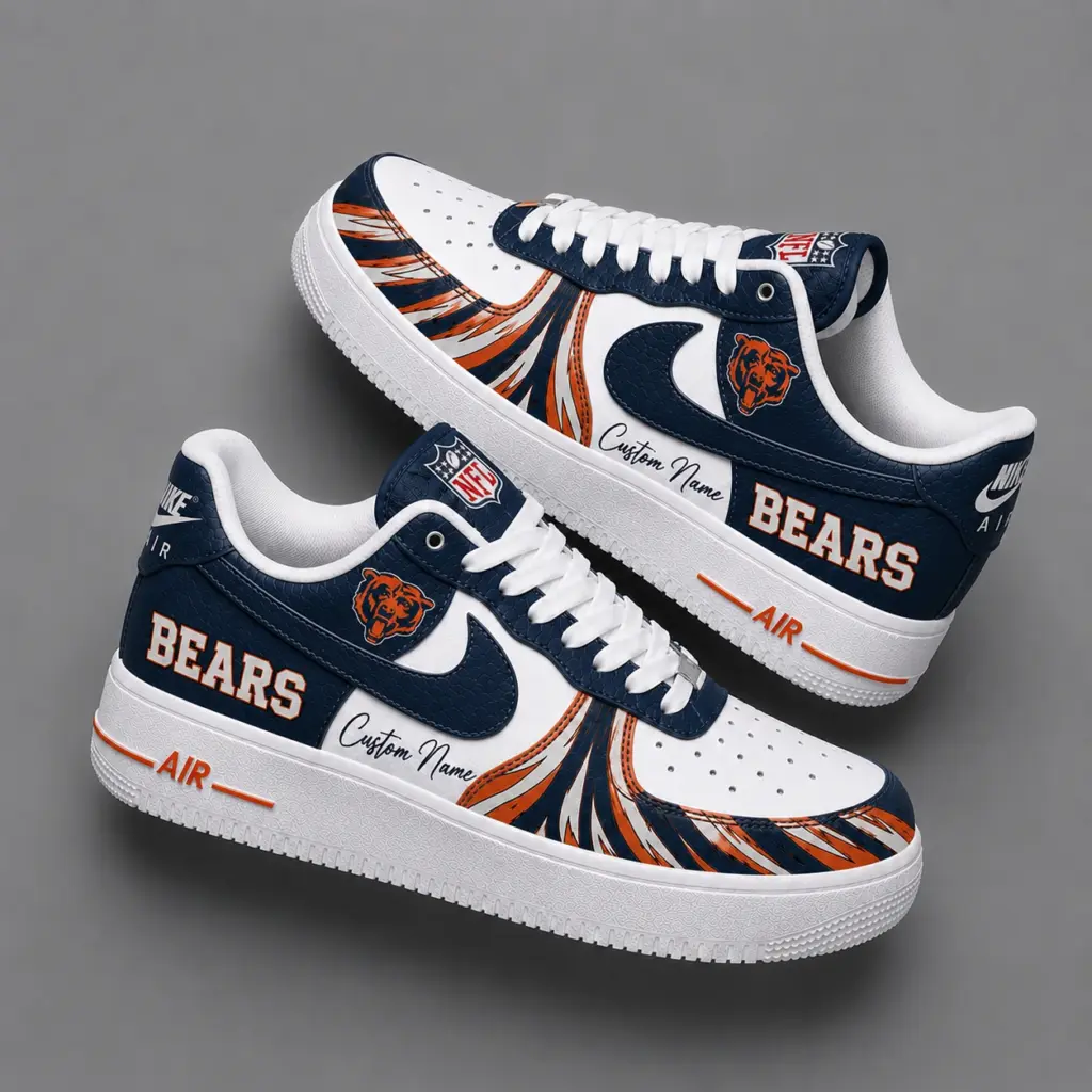 Chicago Bears Premium Custom AF1 Low Top Leather Shoes V2