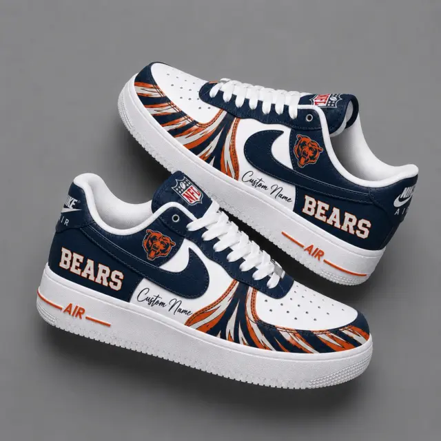 Chicago Bears Premium Custom AF1 Low Top Leather Shoes V2