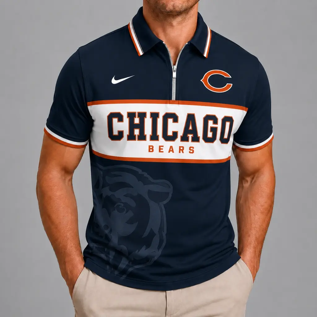 Chicago Bears Shortsleeved Half-zip Polo Shirt
