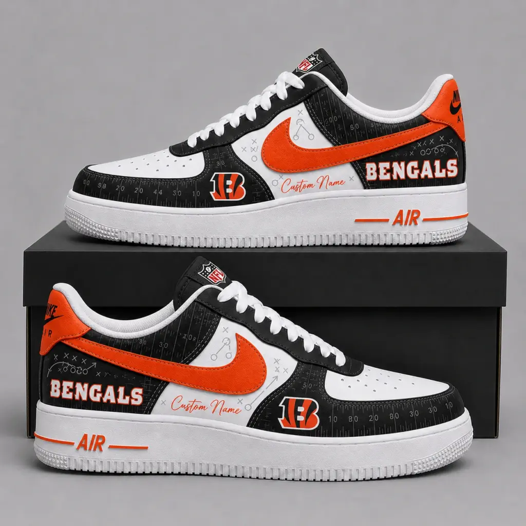 Cincinnati Bengals Premium Custom AF1 Low Top Leather Shoes
