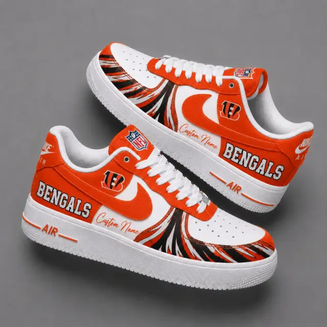 Cincinnati Bengals Premium Custom AF1 Low Top Leather Shoes V2