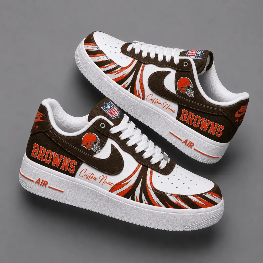 Cleveland Browns Premium Custom AF1 Low Top Leather Shoes V2