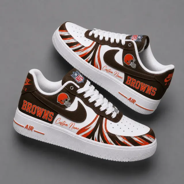 Cleveland Browns Premium Custom AF1 Low Top Leather Shoes V2
