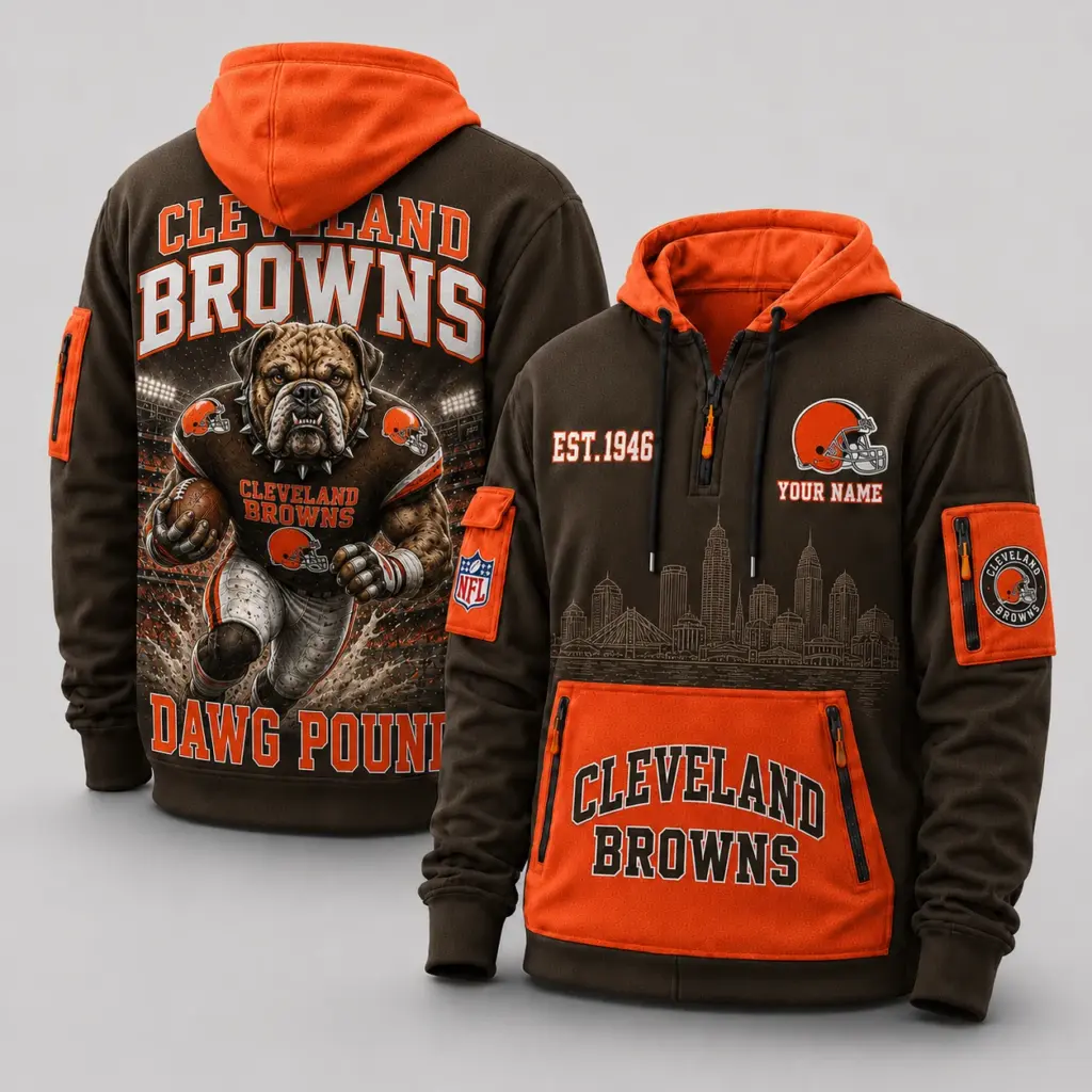 Cleveland Browns Mascot Personalized Half-Zip Hoodie