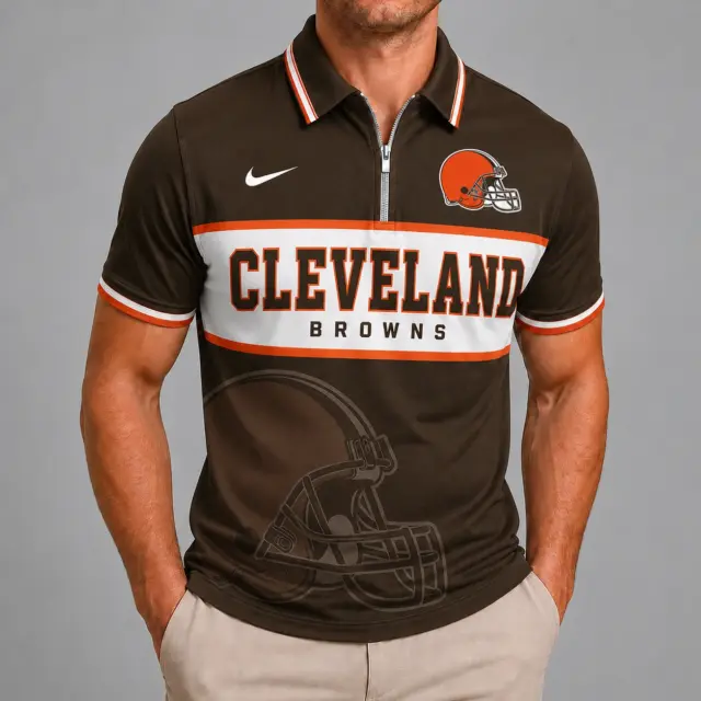 Cleveland Browns Shortsleeved Half-zip Polo Shirt