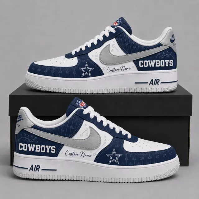 Dallas Cowboys Premium Custom AF1 Low Top Leather Shoes