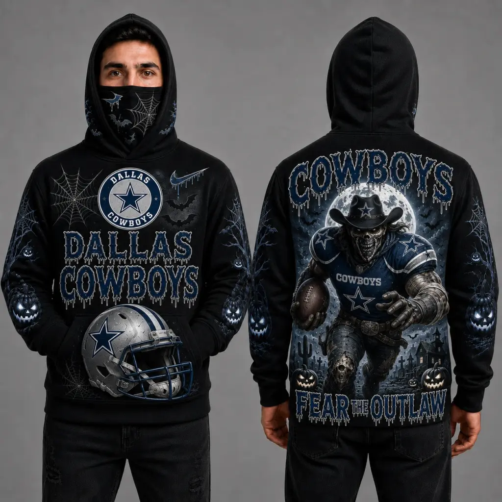 Dallas Cowboys Halloween Mascot 3D Graphic Mask Hoodie