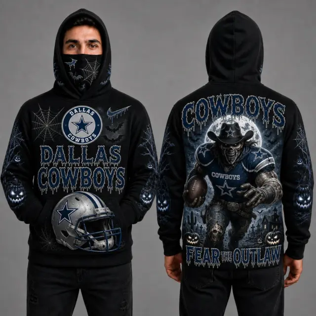 Dallas Cowboys Halloween Mascot 3D Graphic Mask Hoodie