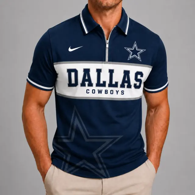 Dallas Cowboys Shortsleeved Half-zip Polo Shirt