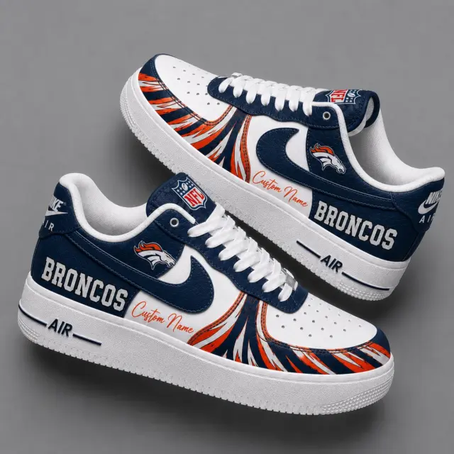 Denver Broncos Premium Custom AF1 Low Top Leather Shoes V2