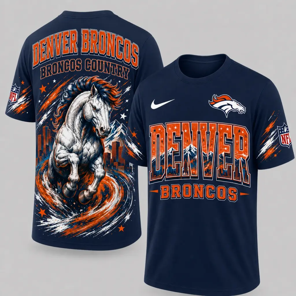 Denver Broncos Mascot 3D Graphic T-shirt