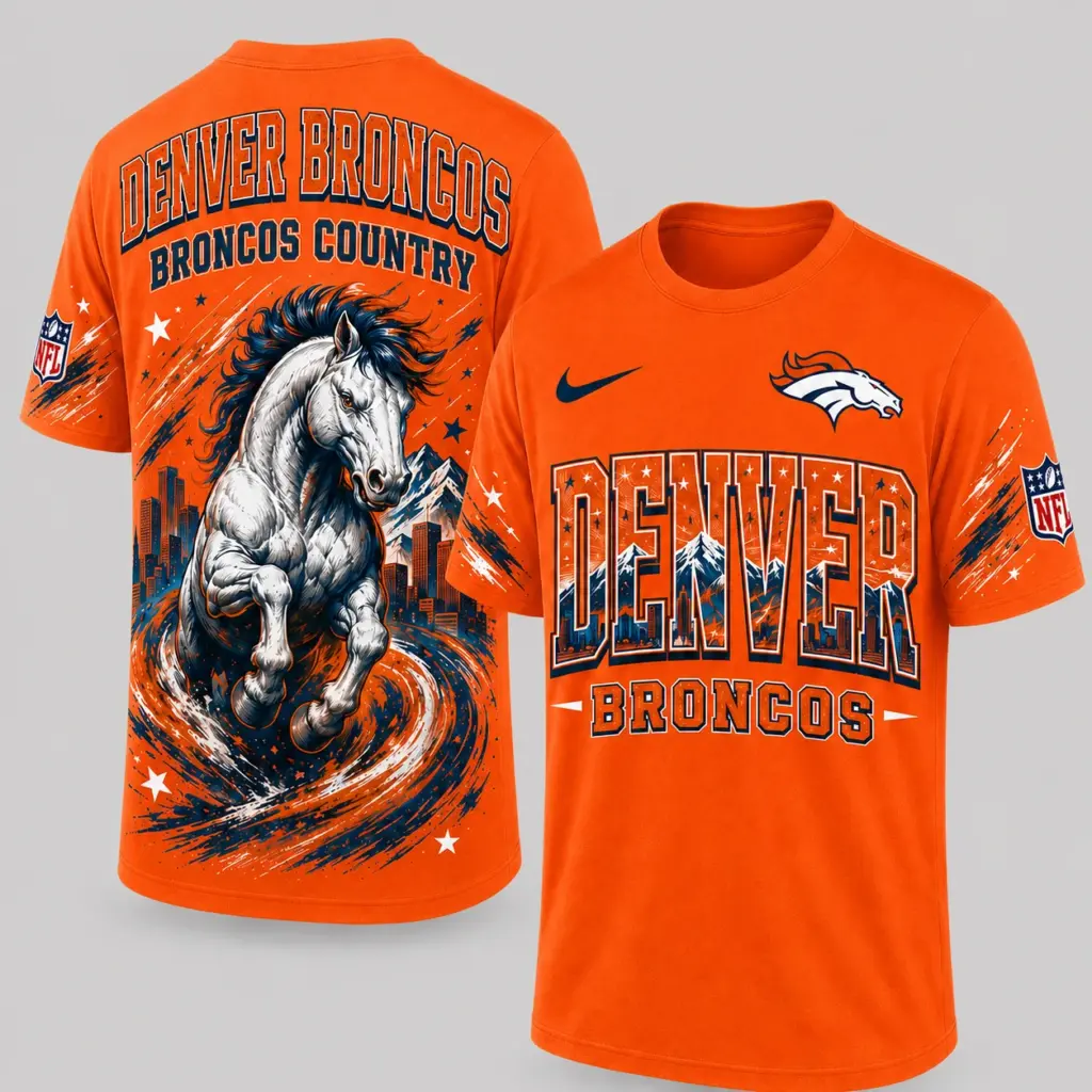 Denver Broncos Mascot 3D Graphic T-shirt