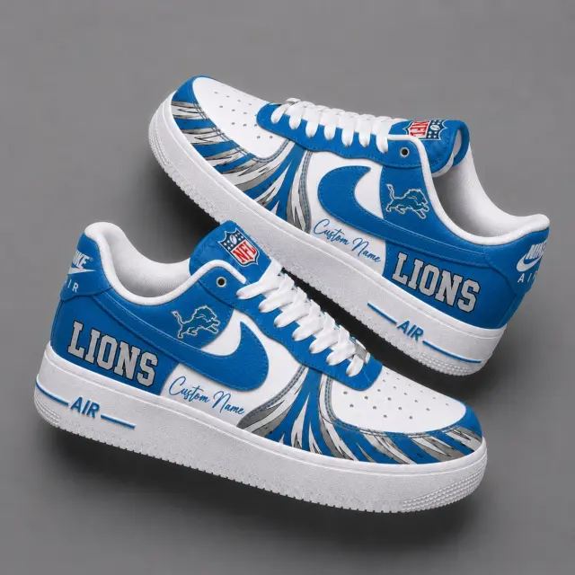 Detroit Lions Premium Custom AF1 Low Top Leather Shoes V2