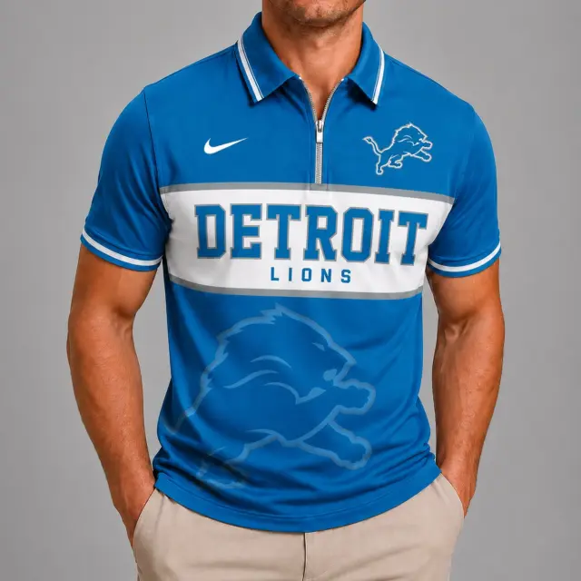 Detroit Lions Shortsleeved Half-zip Polo Shirt