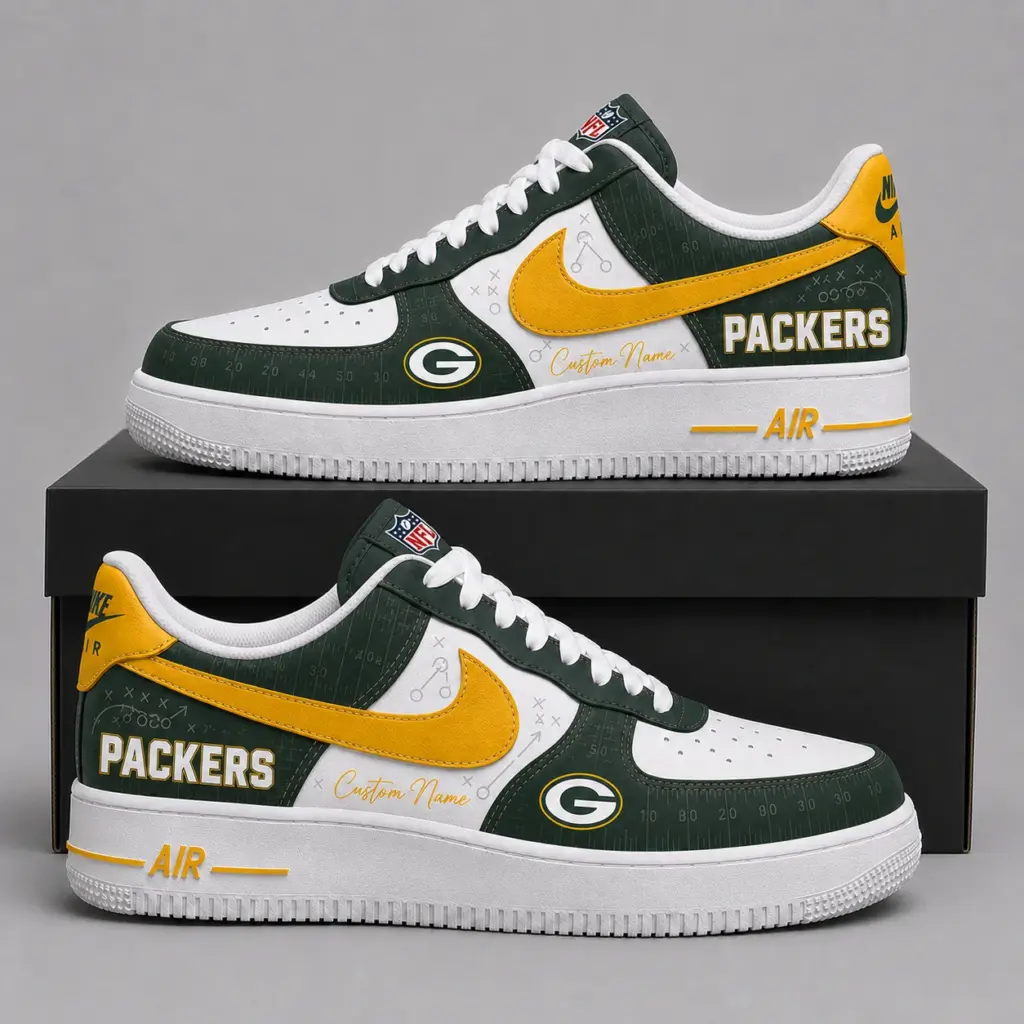Green Bay Packers Premium Custom AF1 Low Top Leather Shoes
