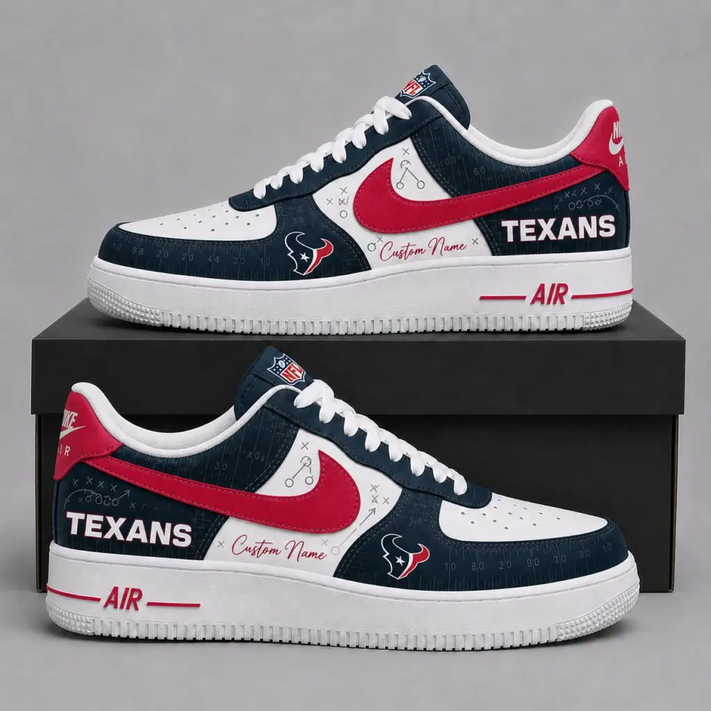 Houston Texans Premium Custom AF1 Low Top Leather Shoes
