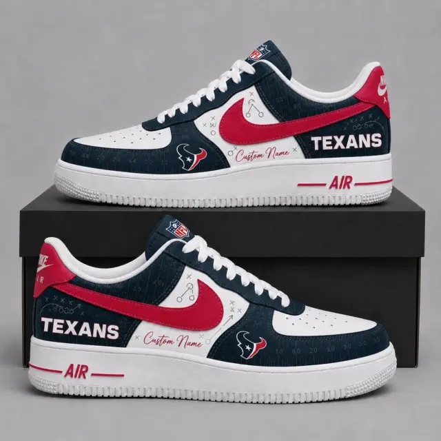 Houston Texans Premium Custom AF1 Low Top Leather Shoes