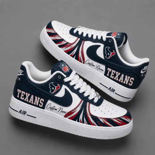 Houston Texans Premium Custom AF1 Low Top Leather Shoes V2