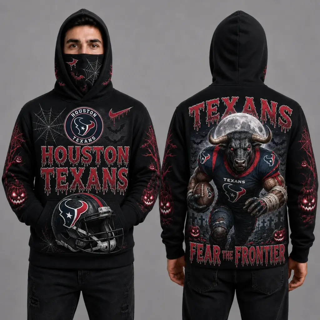 Houston Texans Halloween Mascot 3D Graphic Mask Hoodie