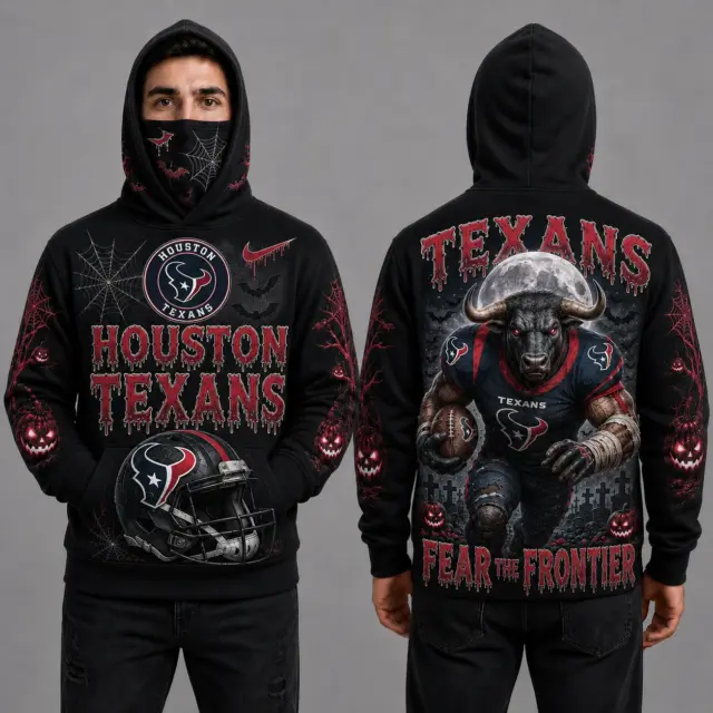 Houston Texans Halloween Mascot 3D Graphic Mask Hoodie