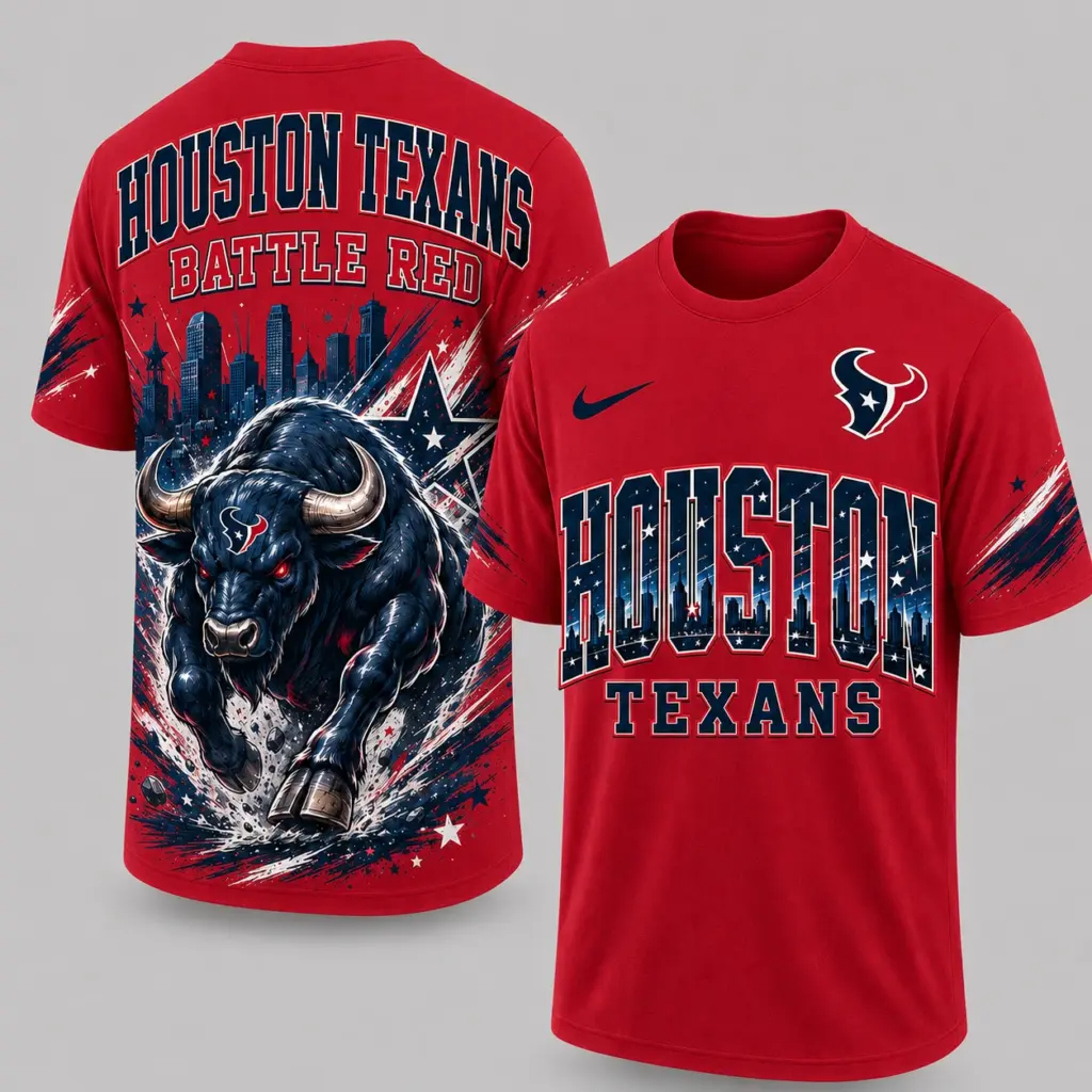 Houston Texans Mascot 3D Graphic T-shirt