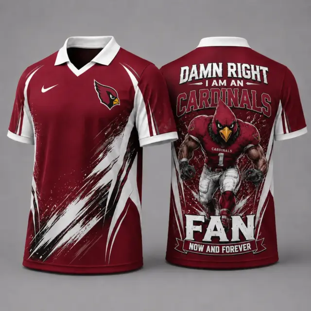 Arizona Cardinals Damn Right Fan Forever Polo Collar Jersey