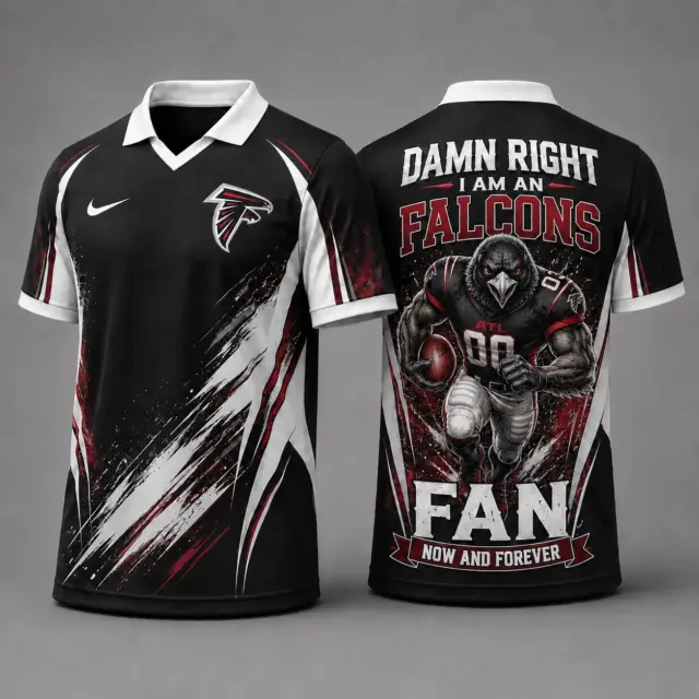 Atlanta Falcons Damn Right Fan Forever Polo Collar Jersey