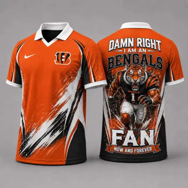 Cincinnati Bengals Damn Right Fan Forever Polo Collar Jersey
