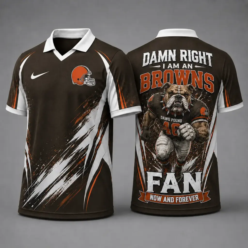 Cleveland Browns Damn Right Fan Forever Polo Collar Jersey