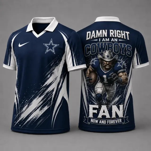 Dallas Cowboys Damn Right Fan Forever Polo Collar Jersey
