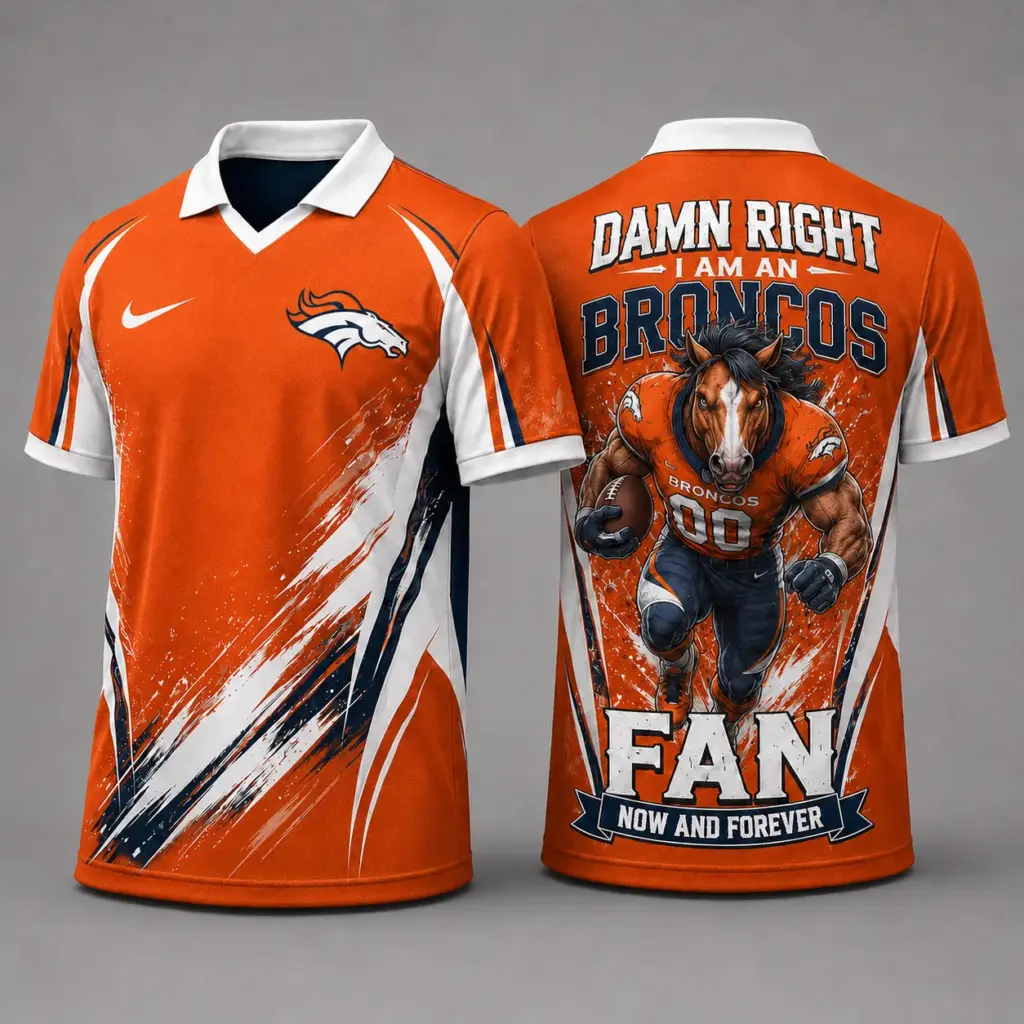 Denver Broncos Damn Right Fan Forever Polo Collar Jersey