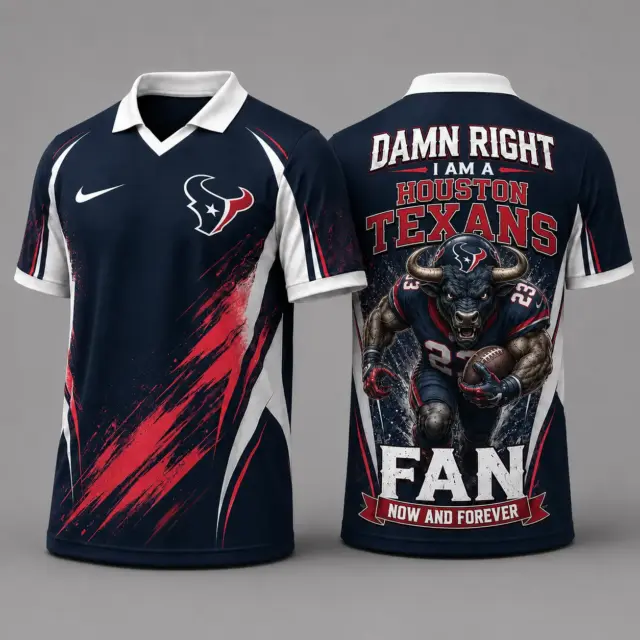 Houston Texans Damn Right Fan Forever Polo Collar Jersey