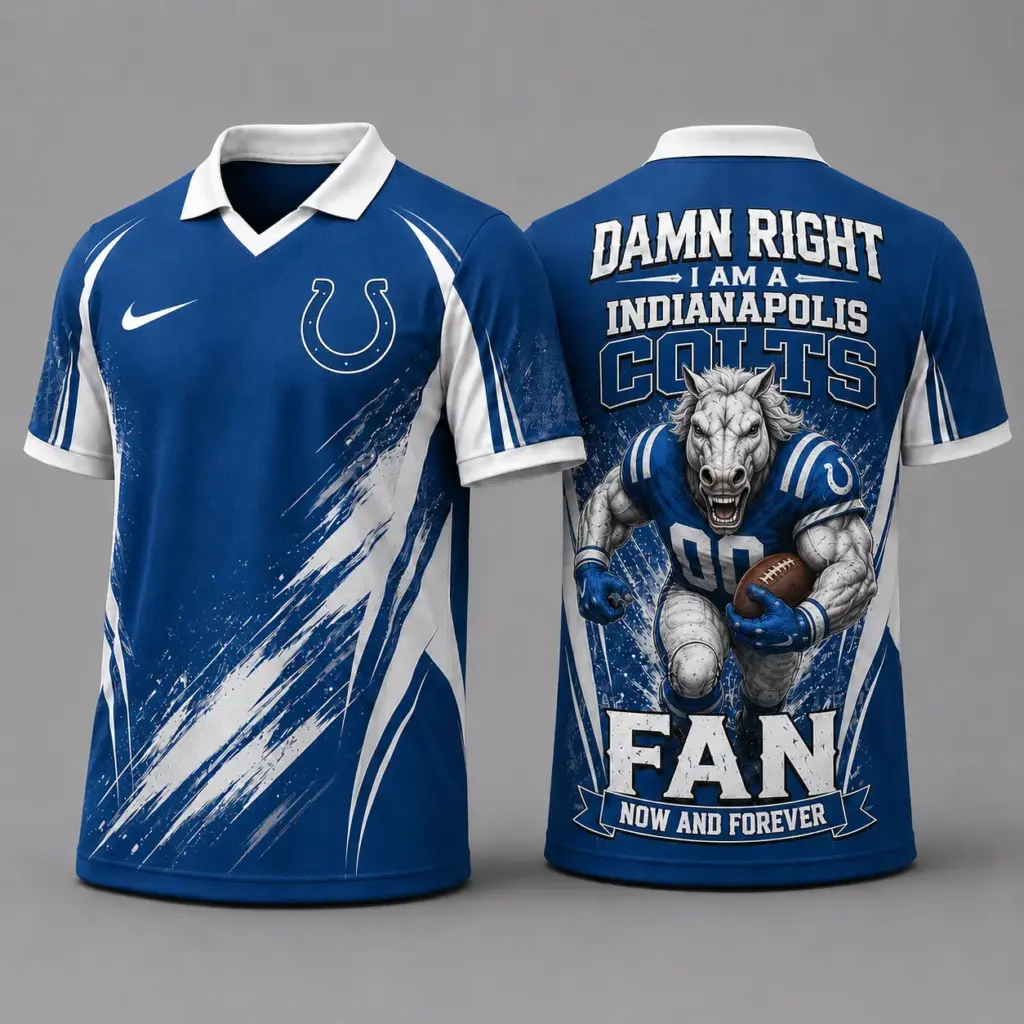 Indianapolis Colts Damn Right Fan Forever Polo Collar Jersey